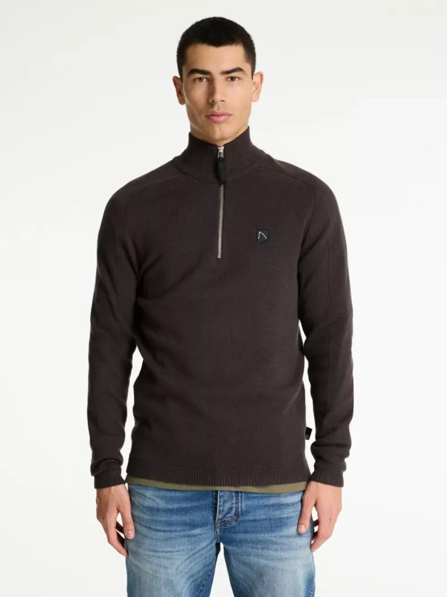 Chasin Chasin OSCAR HALF ZIP Donkerbruin