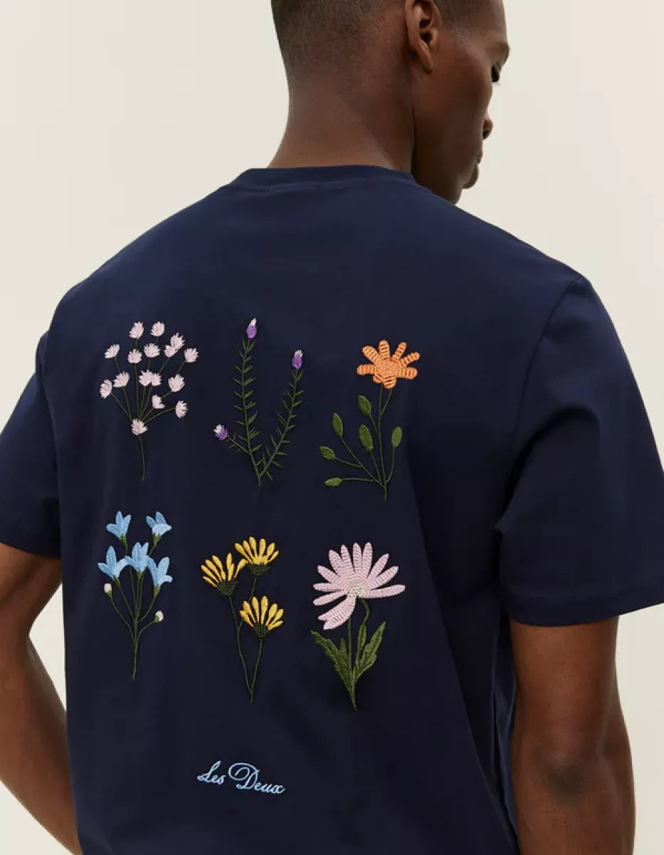 Les Deux Les Deux Wild Flower T-Shirt Donker blauw