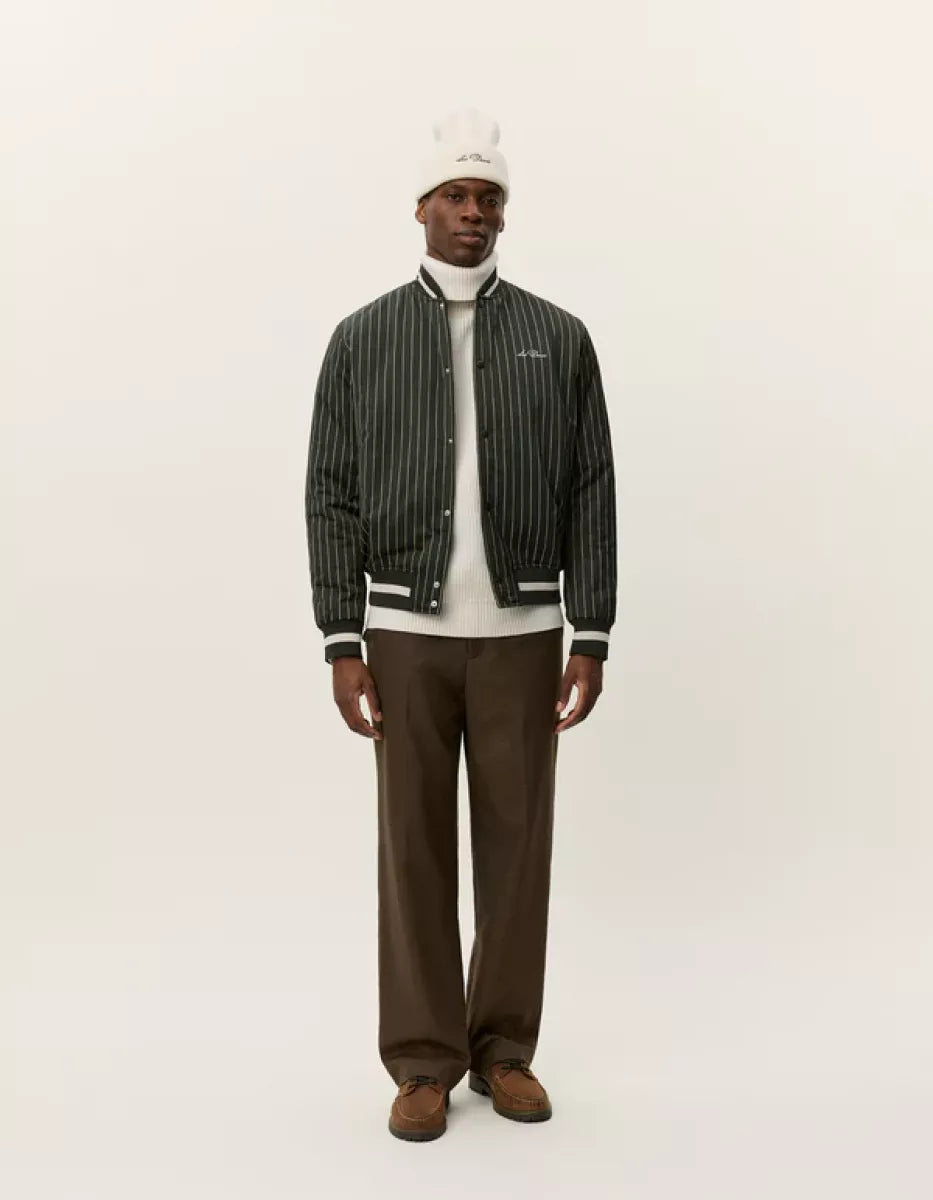 Les Deux Les Deux Varsity Tech Pinstripe Jacket Groen