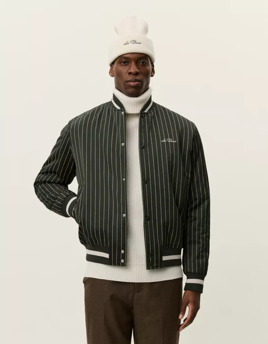 Les Deux Les Deux Varsity Tech Pinstripe Jacket Groen