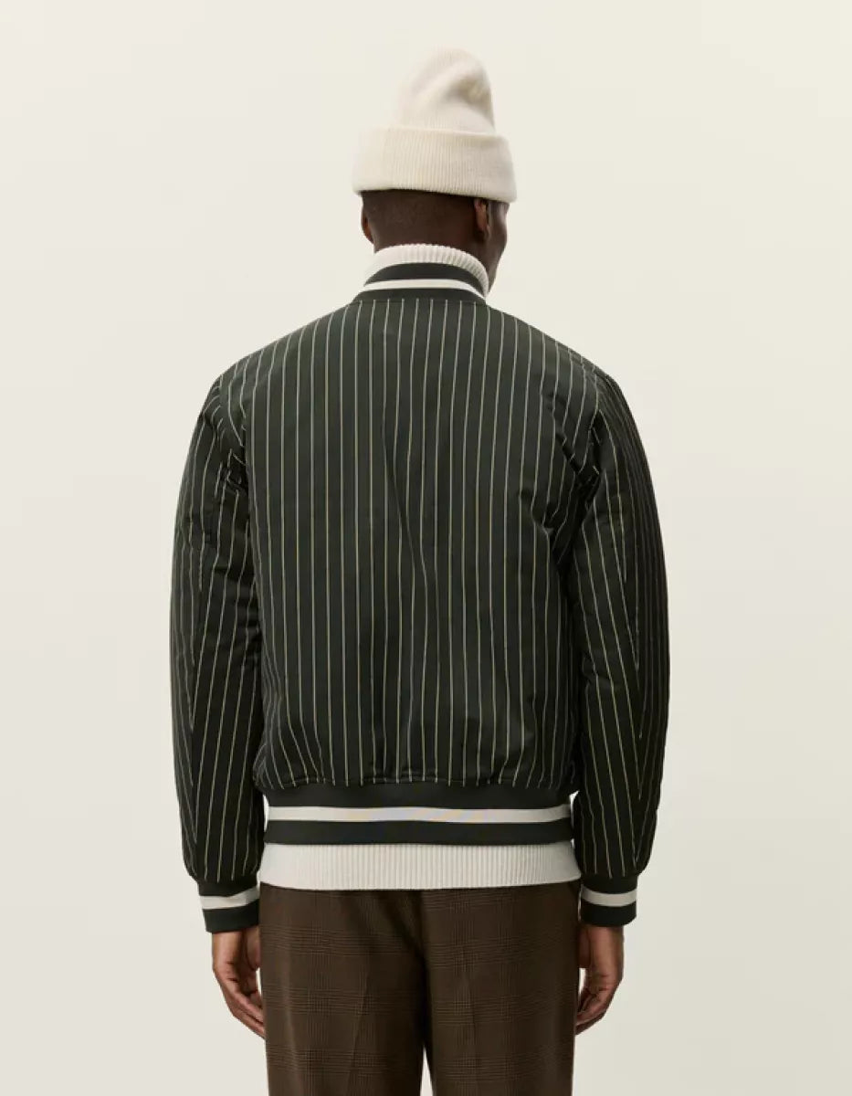 Les Deux Les Deux Varsity Tech Pinstripe Jacket Groen