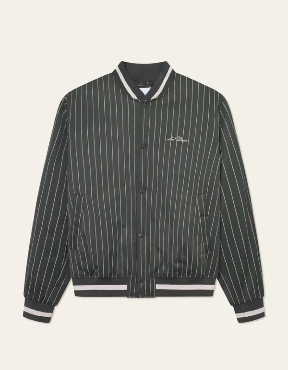 Les Deux Les Deux Varsity Tech Pinstripe Jacket Groen