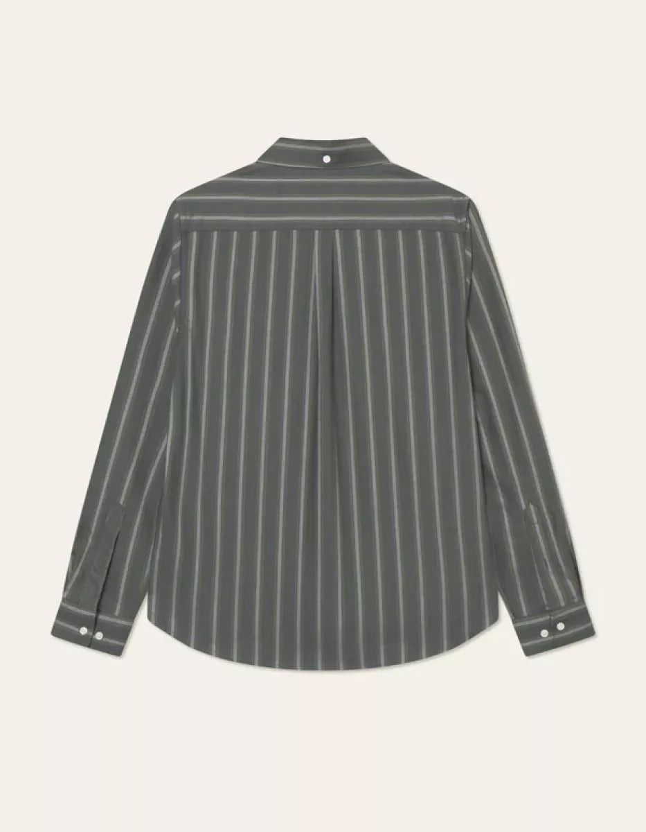 Les Deux Les Deux Konrad Striped Oxford Shirt Grijs dessin