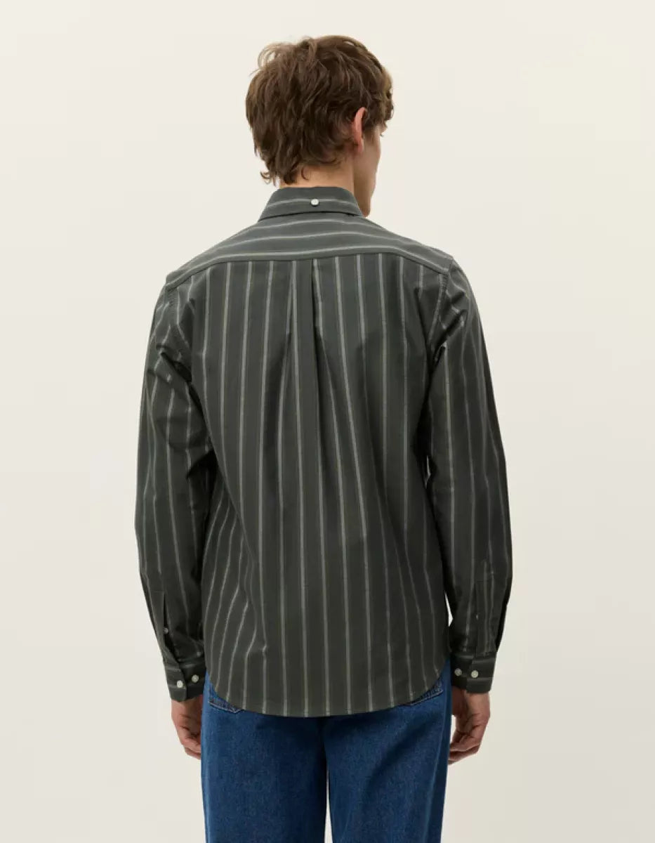 Les Deux Les Deux Konrad Striped Oxford Shirt Grijs dessin