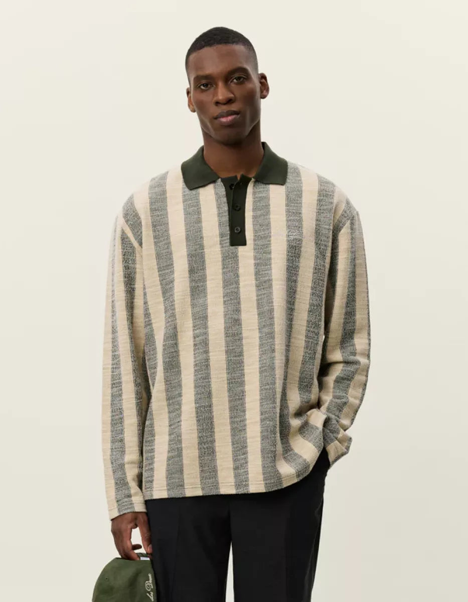 Les Deux Les Deux Bowie Jacquard LS Polo Grijs dessin