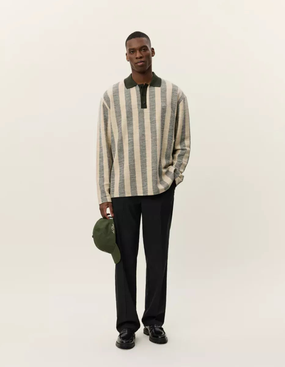 Les Deux Les Deux Bowie Jacquard LS Polo Grijs dessin