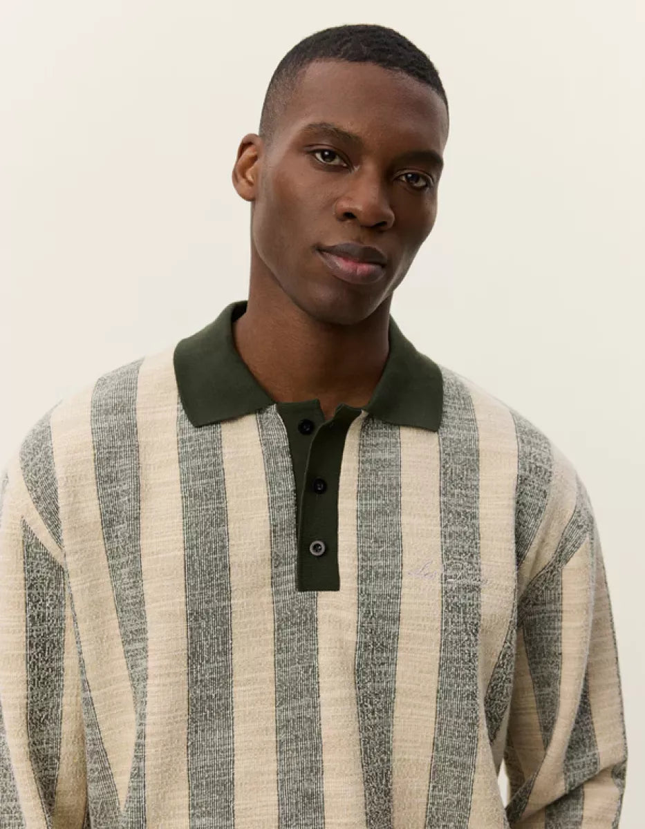 Les Deux Les Deux Bowie Jacquard LS Polo Grijs dessin