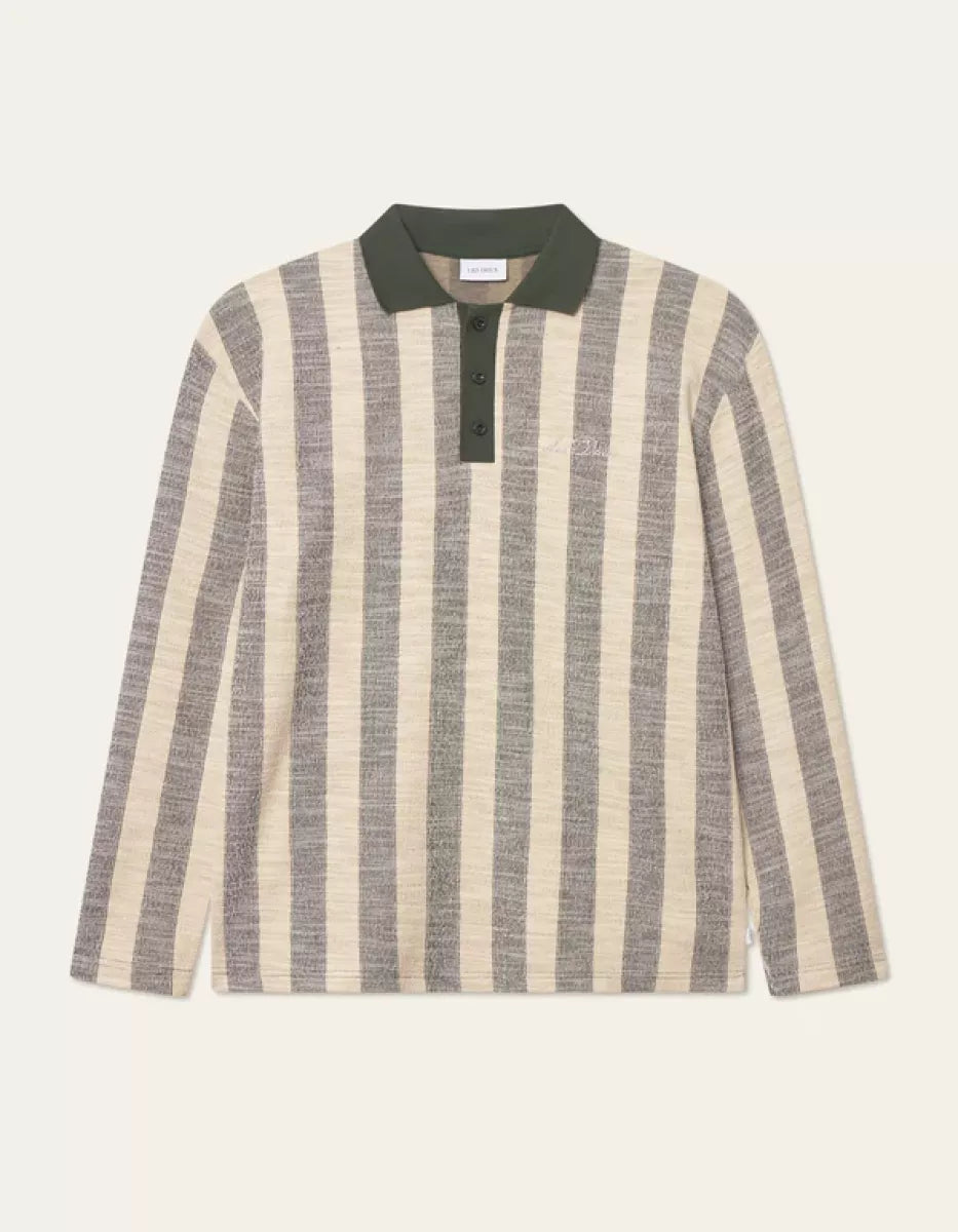 Les Deux Les Deux Bowie Jacquard LS Polo Grijs dessin
