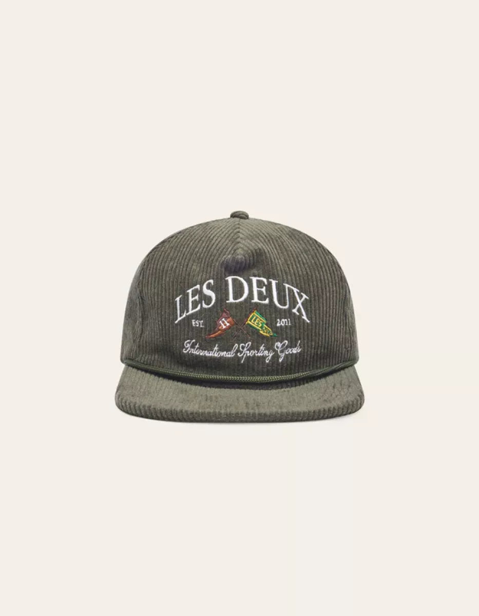 Les Deux Les Deux Ivy League Corduroy Cap Groen