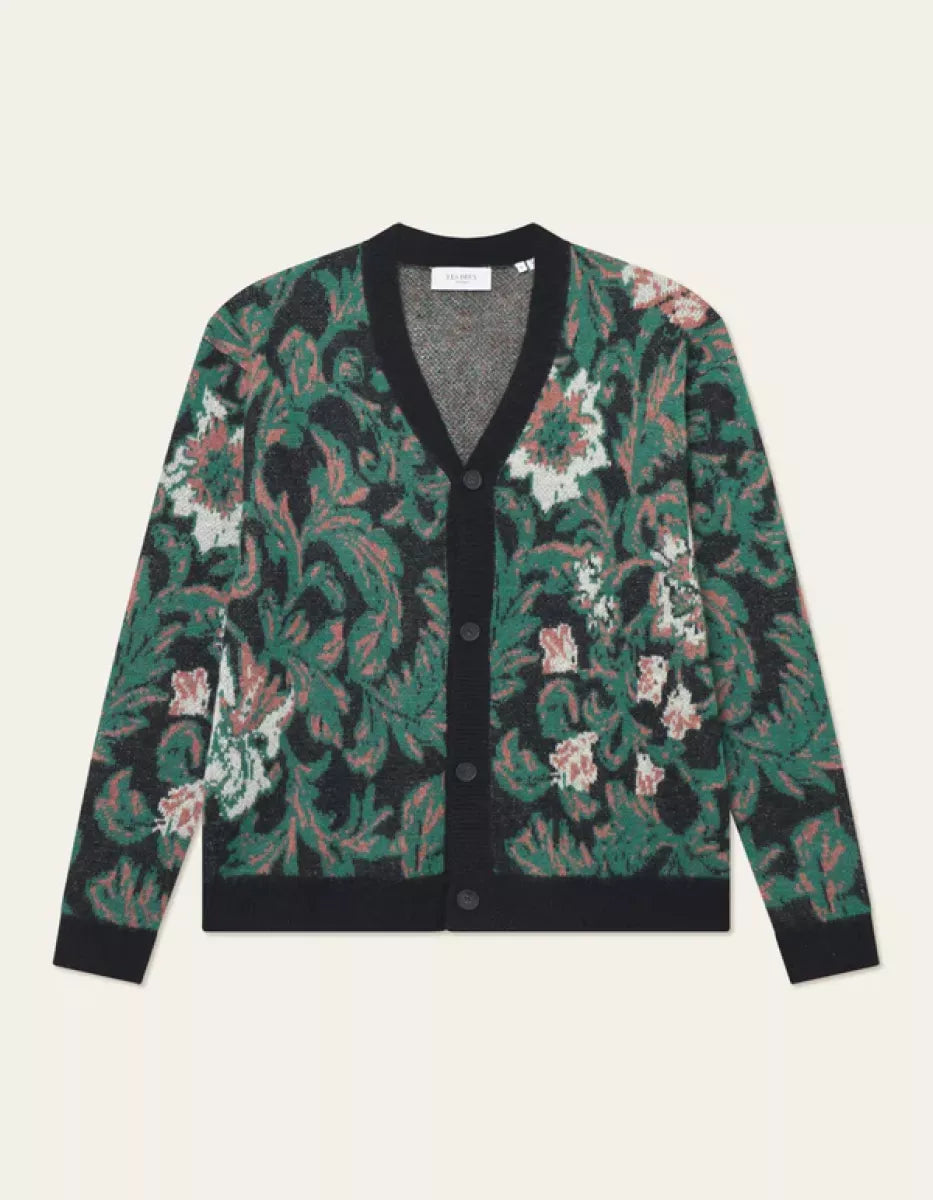 Les Deux Les Deux Alex Jacquard Cardigan Knit Zwart dessin