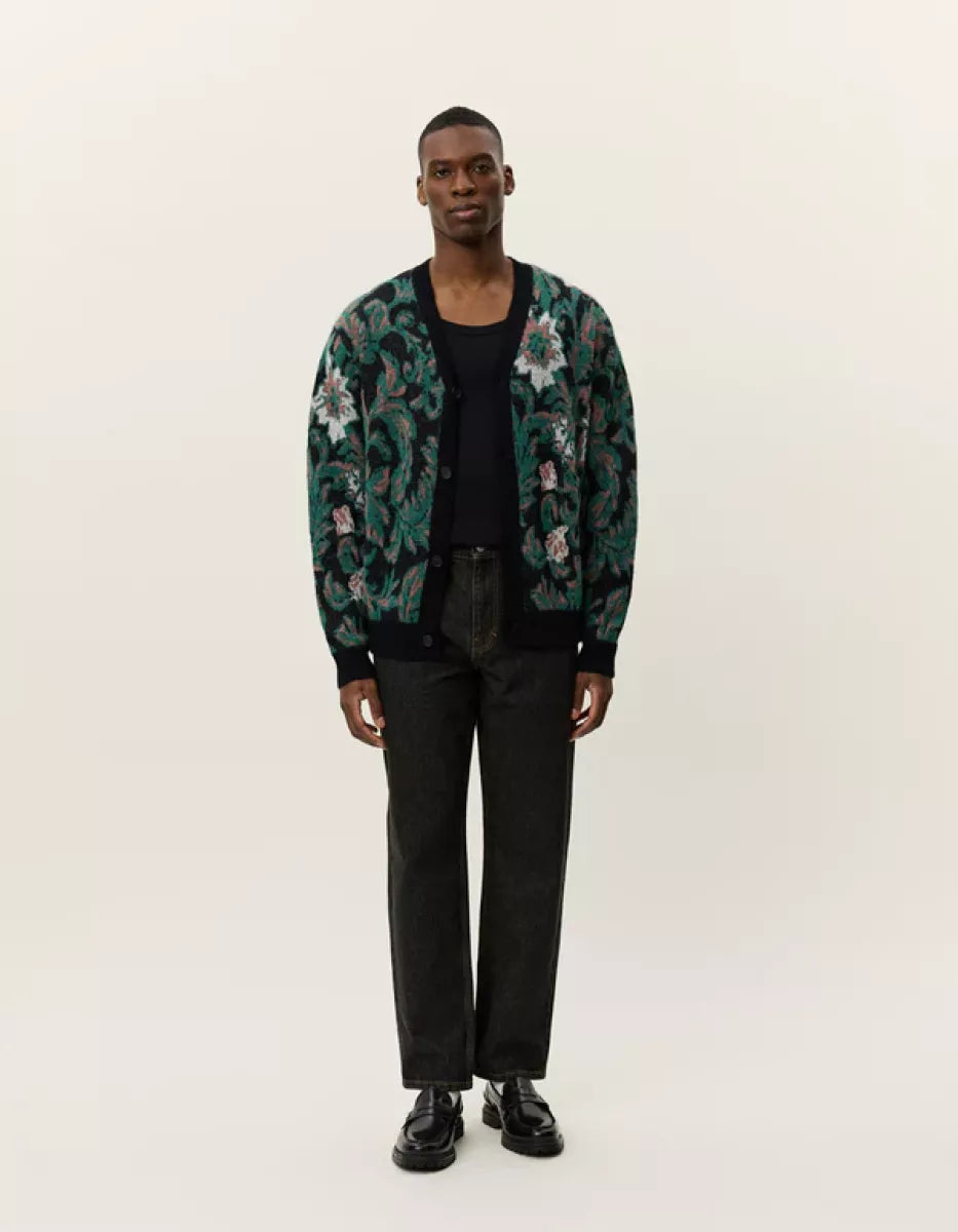 Les Deux Les Deux Alex Jacquard Cardigan Knit Zwart dessin