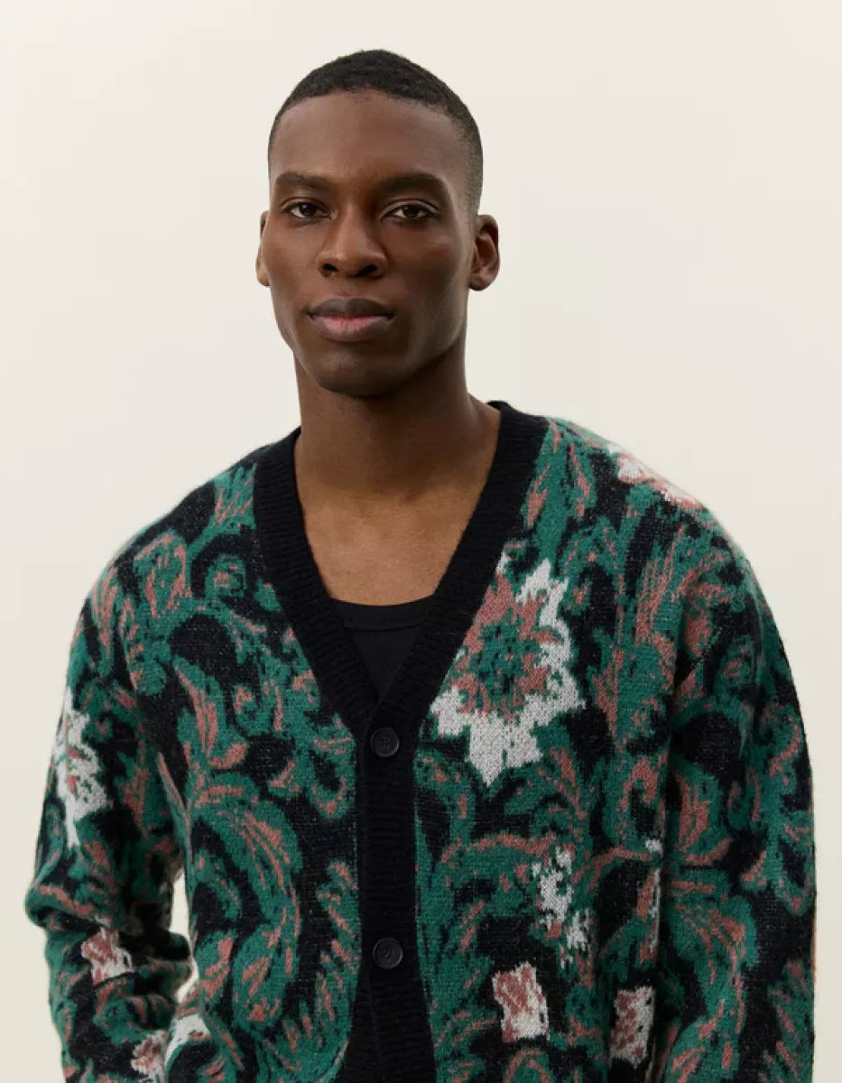 Les Deux Les Deux Alex Jacquard Cardigan Knit Zwart dessin