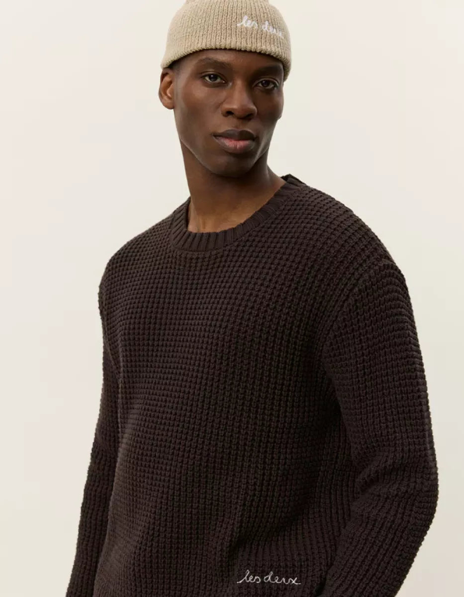 Les Deux Les Deux Alvin Waffle Crewneck Knit Bruin