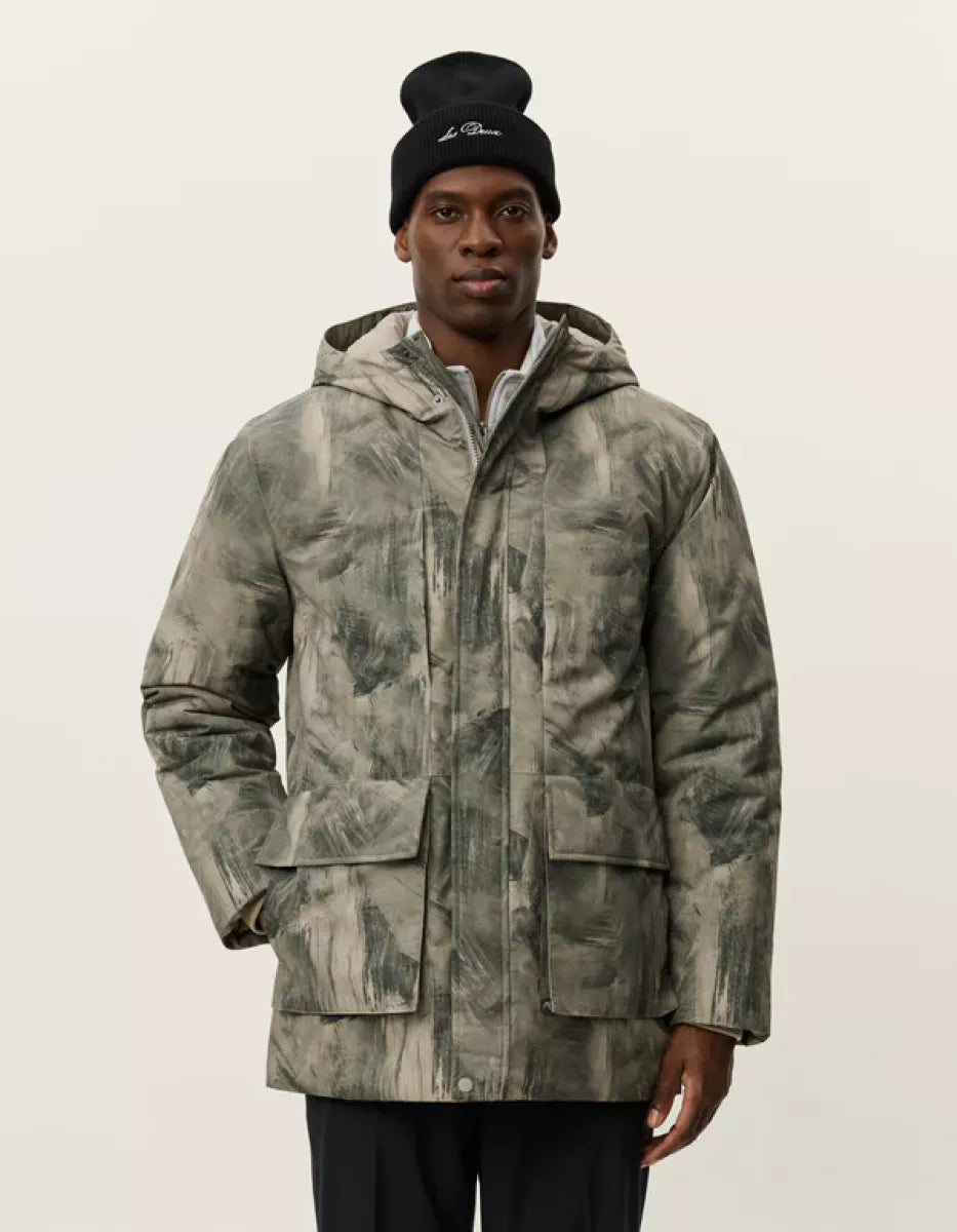 Les Deux Les Deux Nate Printed Padded Coat Bruin dessin