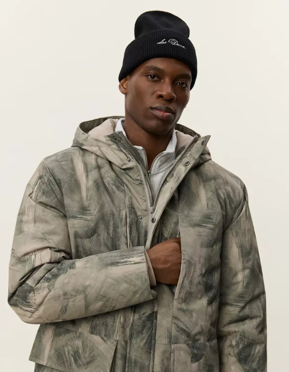 Les Deux Les Deux Nate Printed Padded Coat Bruin dessin