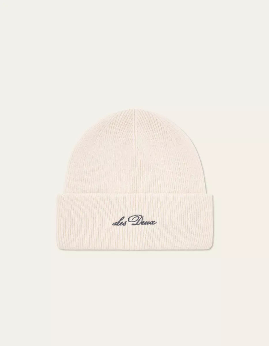 Les Deux Les Deux Wayne Embroidered Beanie Off white