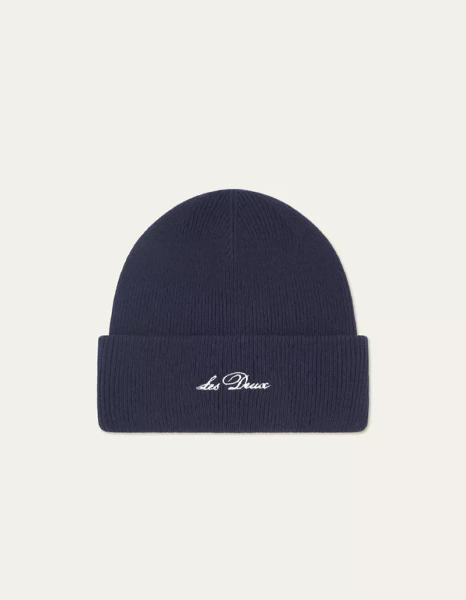 Les Deux Les Deux Wayne Embroidered Beanie Navy