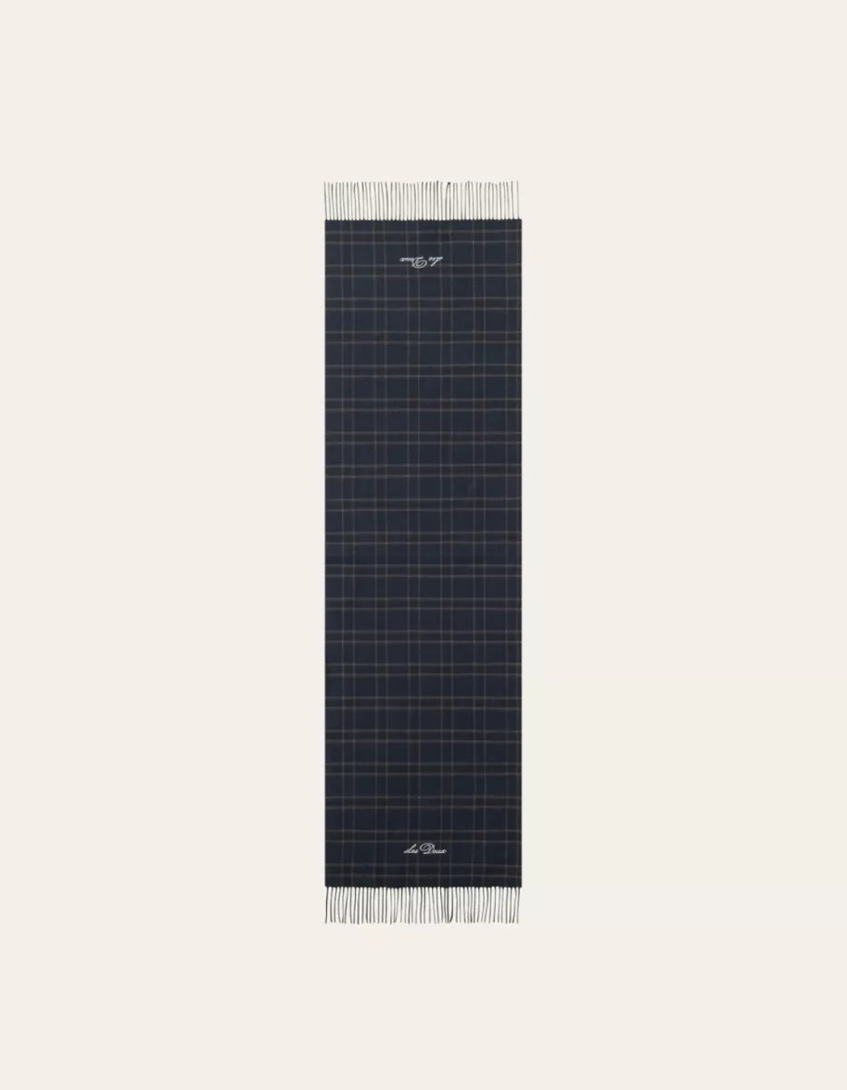 Les Deux Les Deux Patch check woven scarf Navy