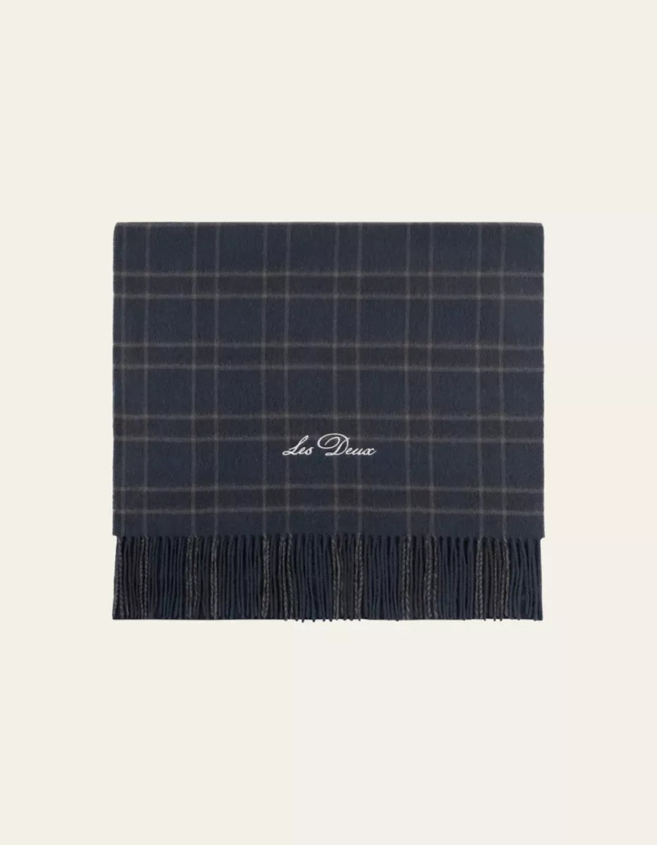 Les Deux Les Deux Patch check woven scarf Navy