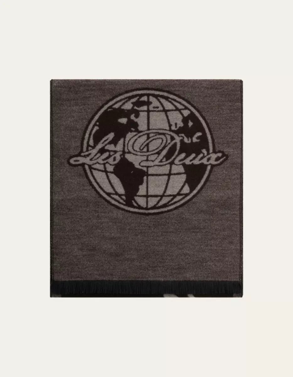Les Deux Les Deux Globe logo woven scarf Bruin