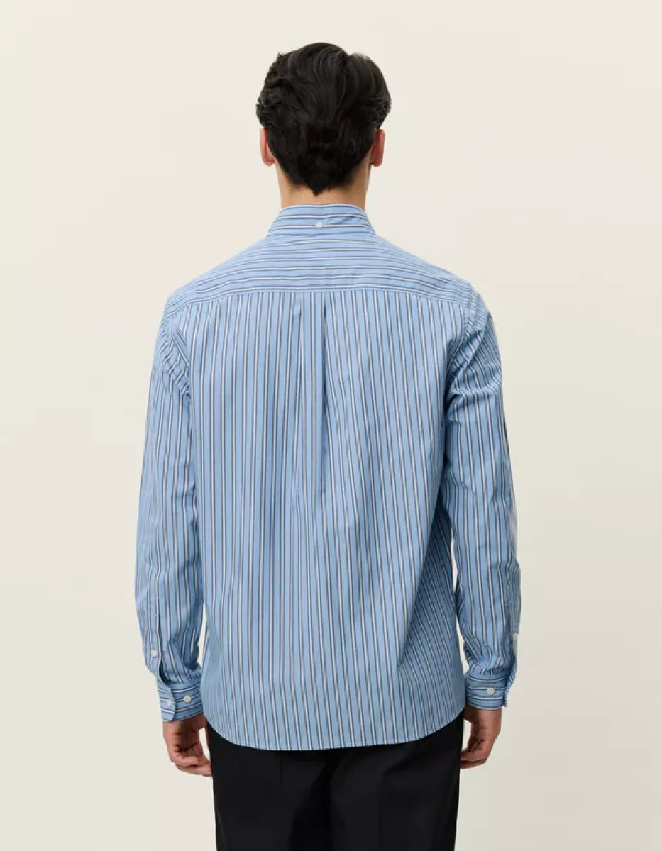 Les Deux Les Deux Kent Stripe Poplin Shirt Blauw