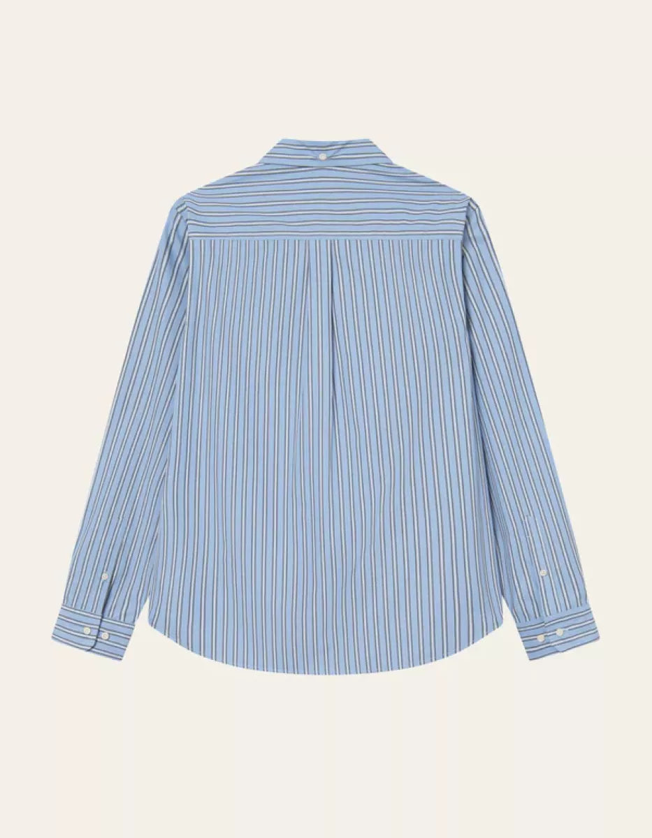 Les Deux Les Deux Kent Stripe Poplin Shirt Blauw