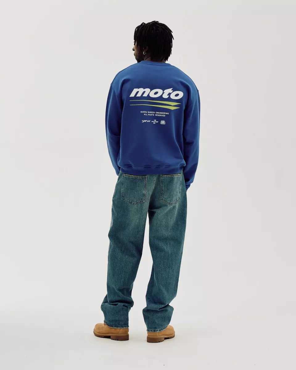 Bareen Bareen OVERSIZED CREWNECK - MOTO Blauw