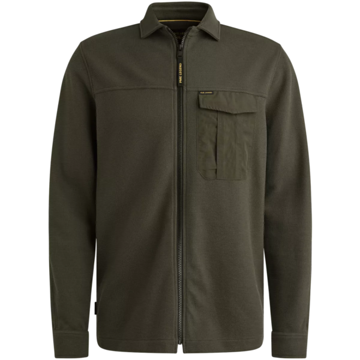 PME Legend PME Legend LONG SLEEVE SHIRT Jersey Waffle Donker groen
