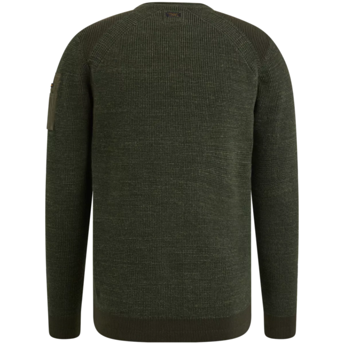 PME Legend PME Legend R-neck cotton rib melee knit Donkergroen