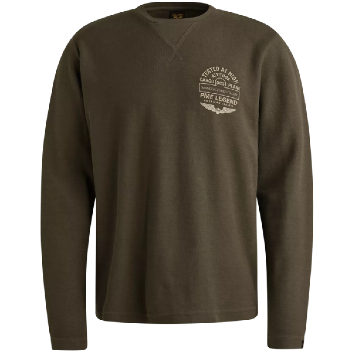 PME Legend PME Legend Long sleeve r-neck structured piqu Donker groen